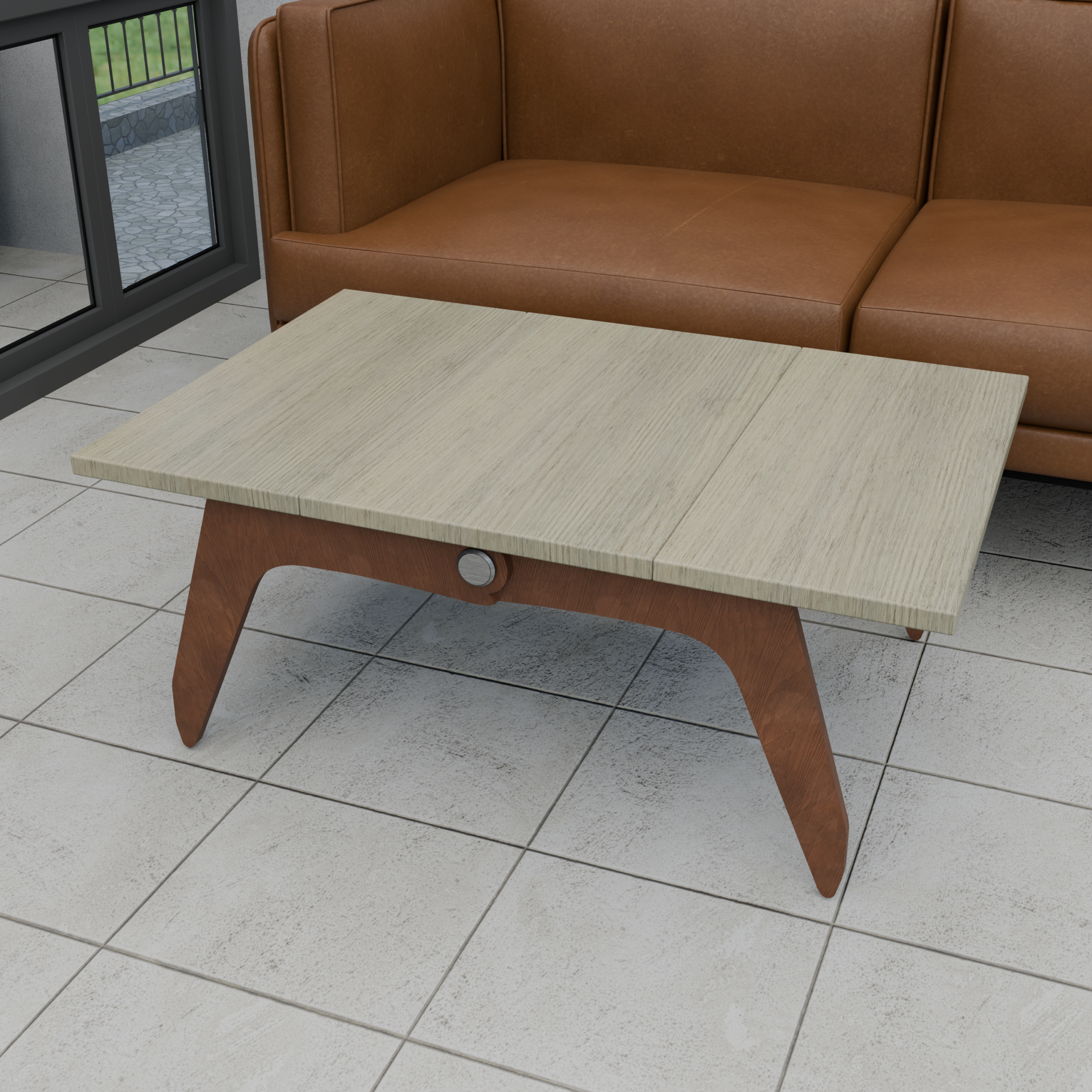 3-Level Expanding Center Table with Dual Flip-Out Wings