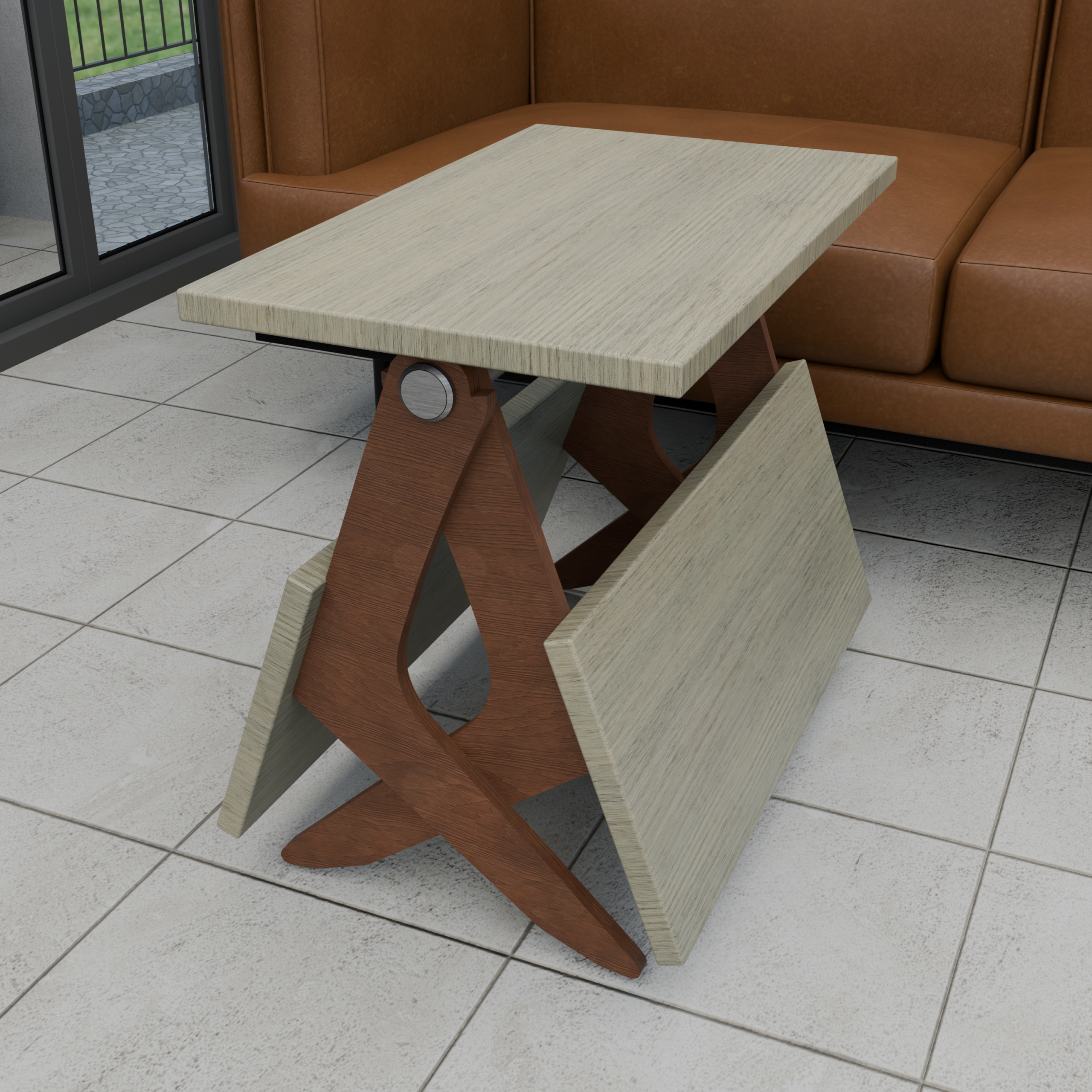 3-Level Expanding Center Table with Dual Flip-Out Wings