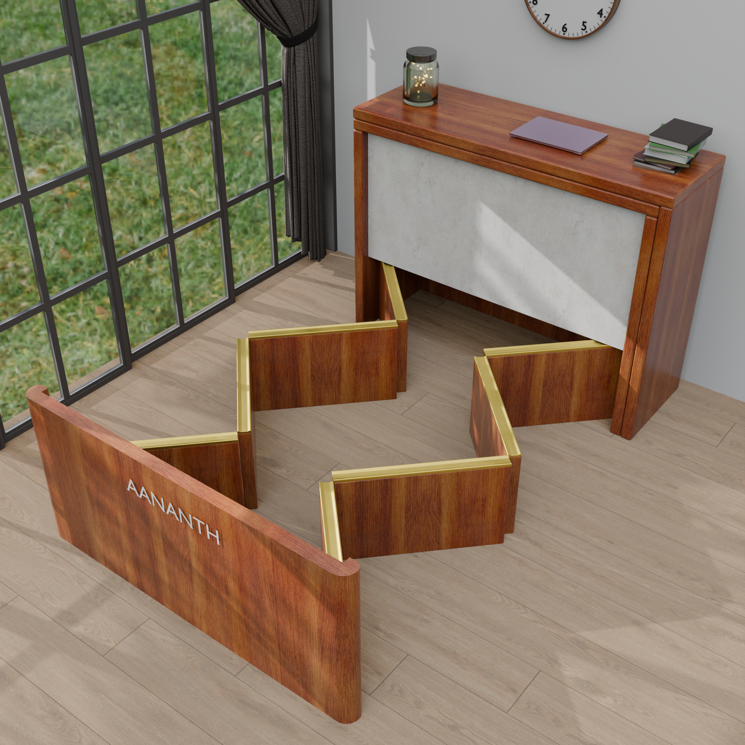 3-in-1 Space-Saving Suite | Convertible Murphy Bed with Rotating L-Shaped Study Desk & Storage Console