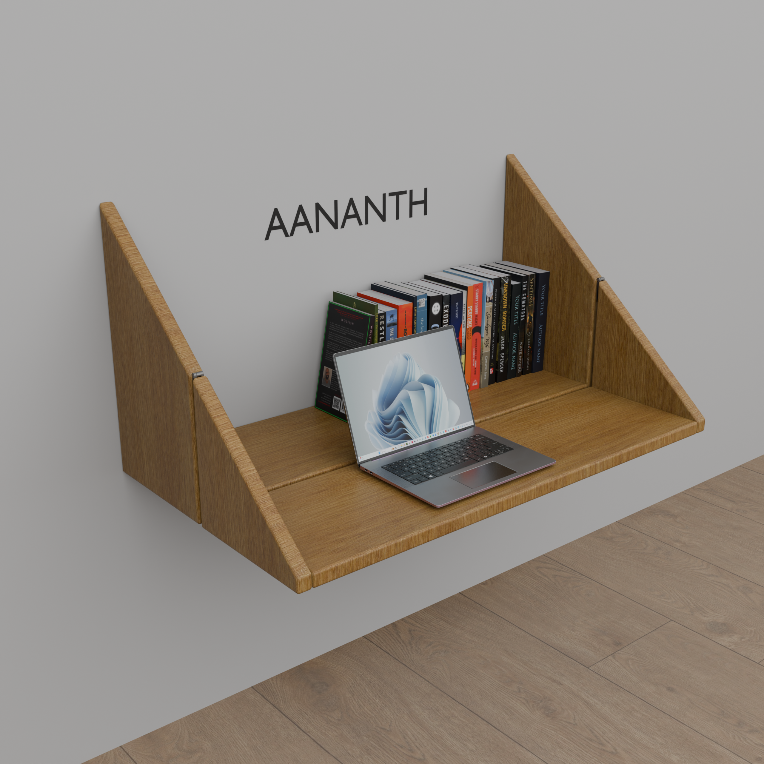 Wall-Mounted Folding Study Desk | Floating Secretary Desk & Bookshelf Combo