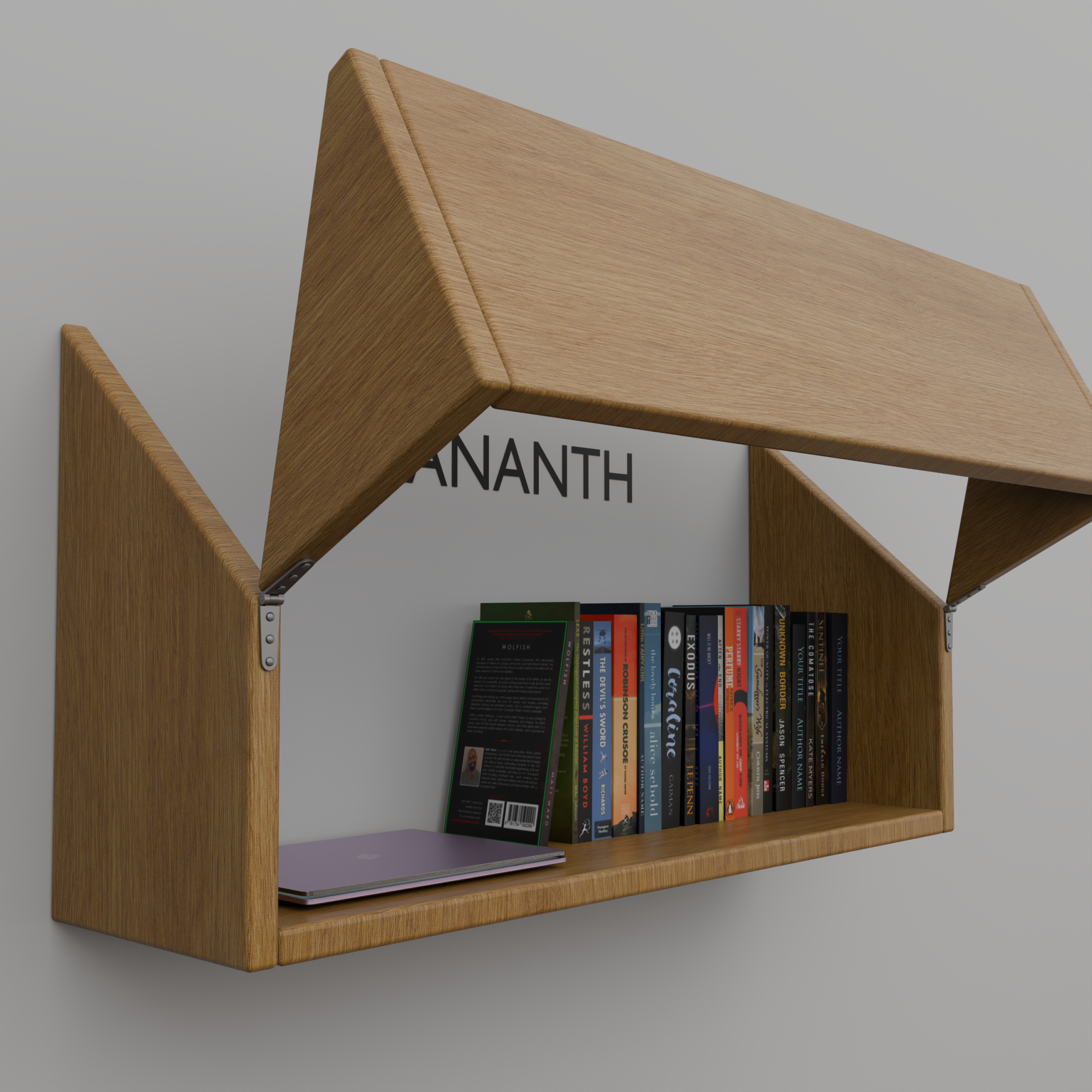 Wall-Mounted Folding Study Desk | Floating Secretary Desk & Bookshelf Combo