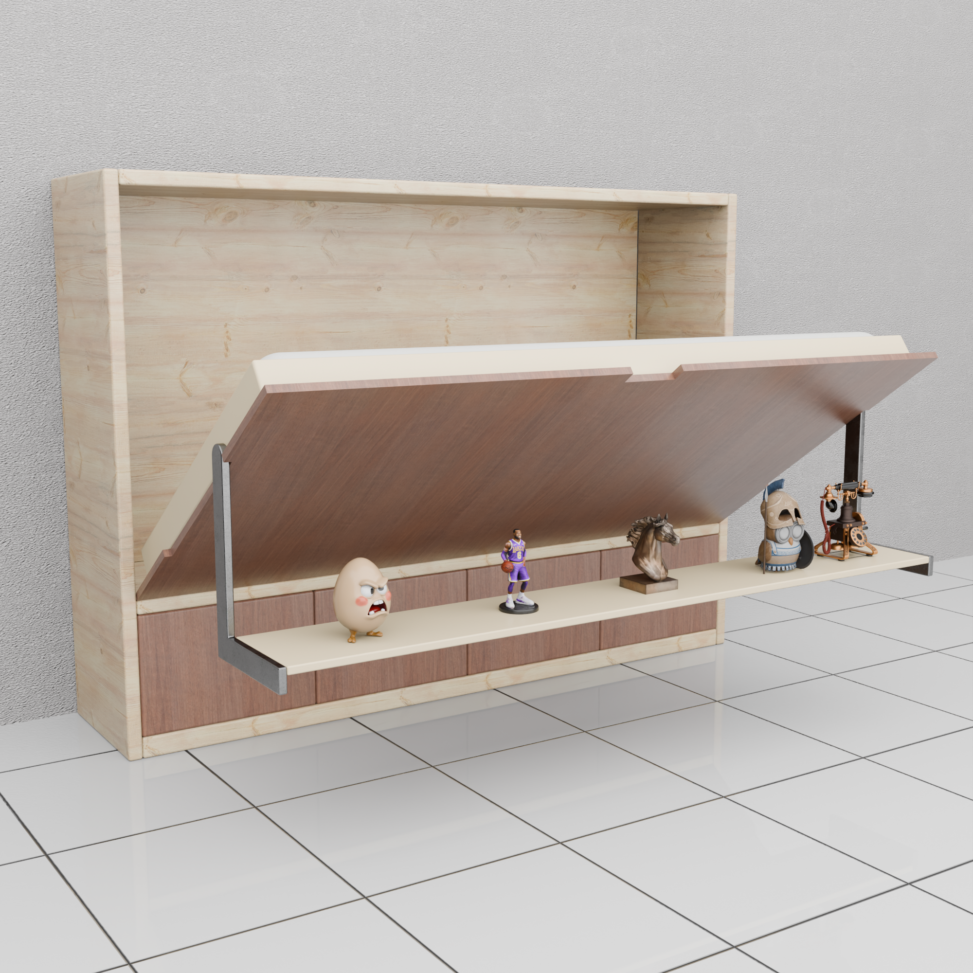 Horizon Smart-Fold Murphy Bed | Premium Space-Saving Single Bed with Self-Leveling Display Shelf