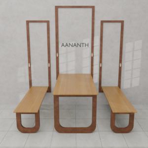 3-Piece Folding Dining Table & Dual Bench Set | Space-Saving Minimalist Breakfast Nook