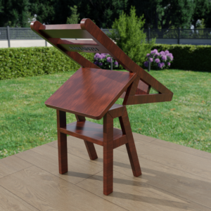 Convertible Chair-to-Step-Ladder l 2-in-1 Solid Wood Library Chair & 3-Tier Utility Ladder