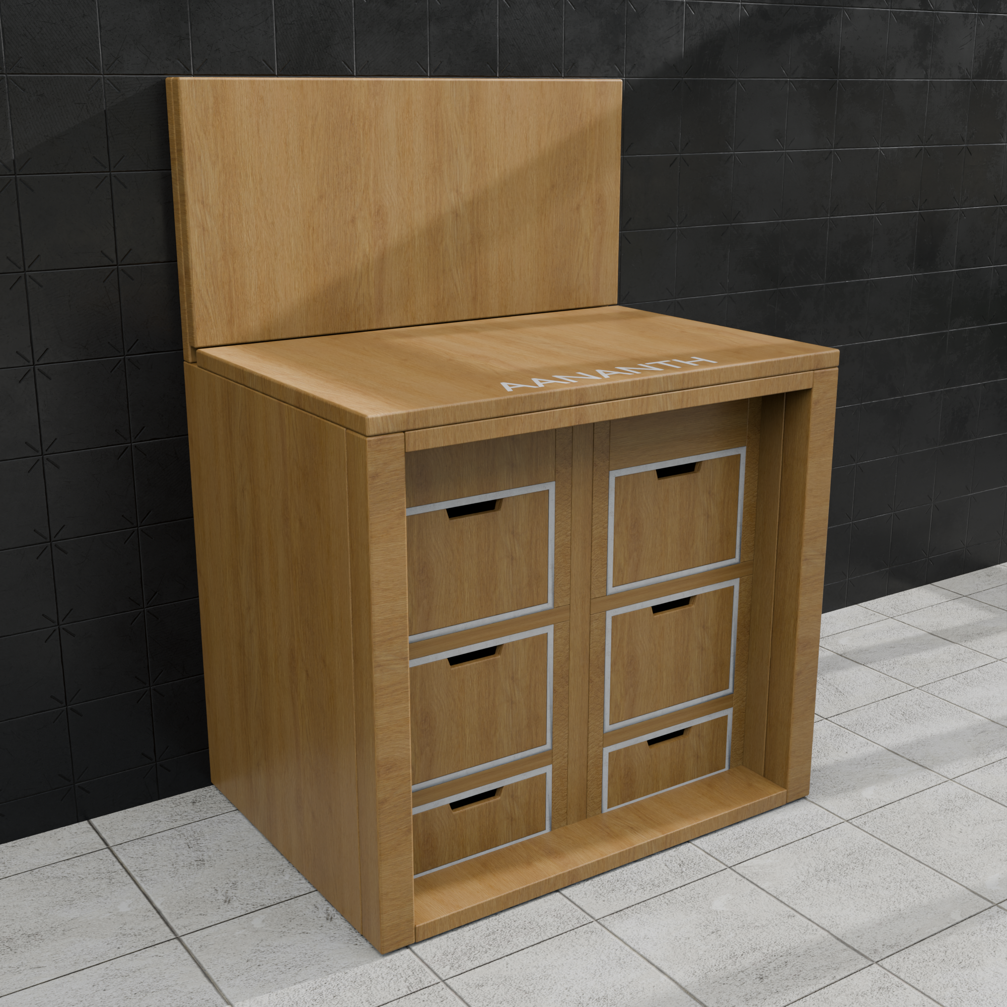 All-in-One Sliding Dining Table with 2 Nested Chairs & Integrated Storage Drawers
