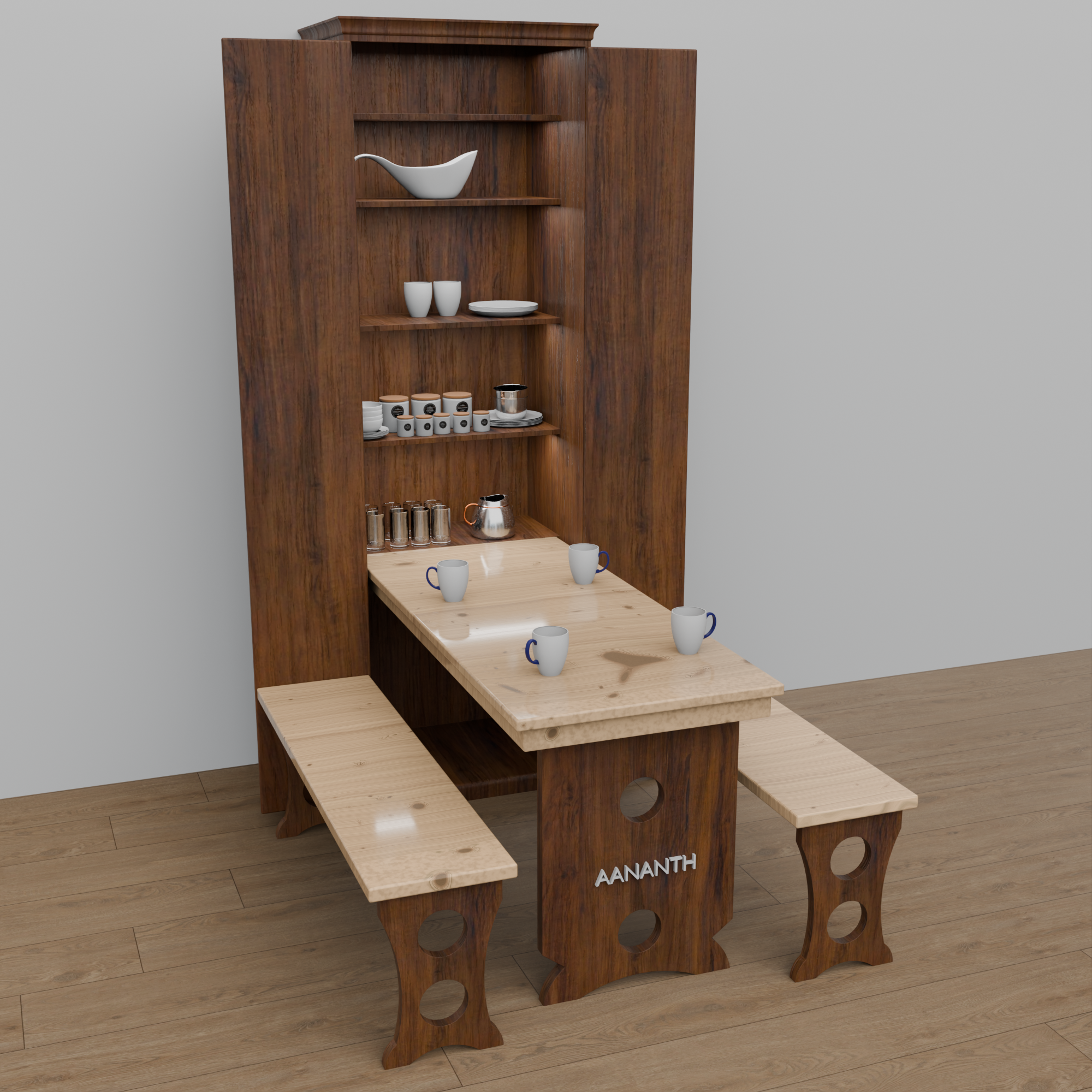 Stealth-Dining Almirah | Cabinet-Integrated Folding Dining Table
