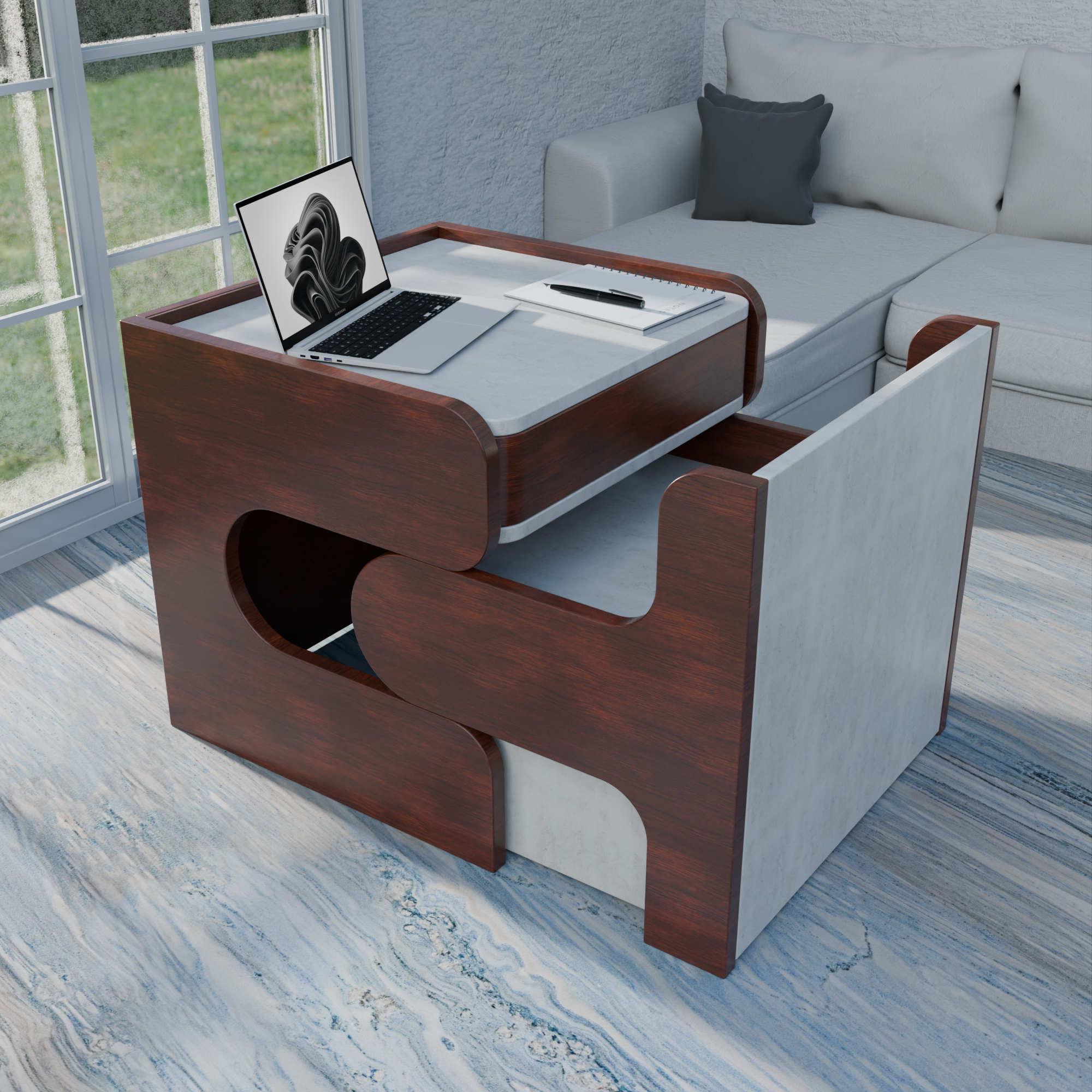 Dual-Drawer Nested Study Station | All-in-One Compact Workstation