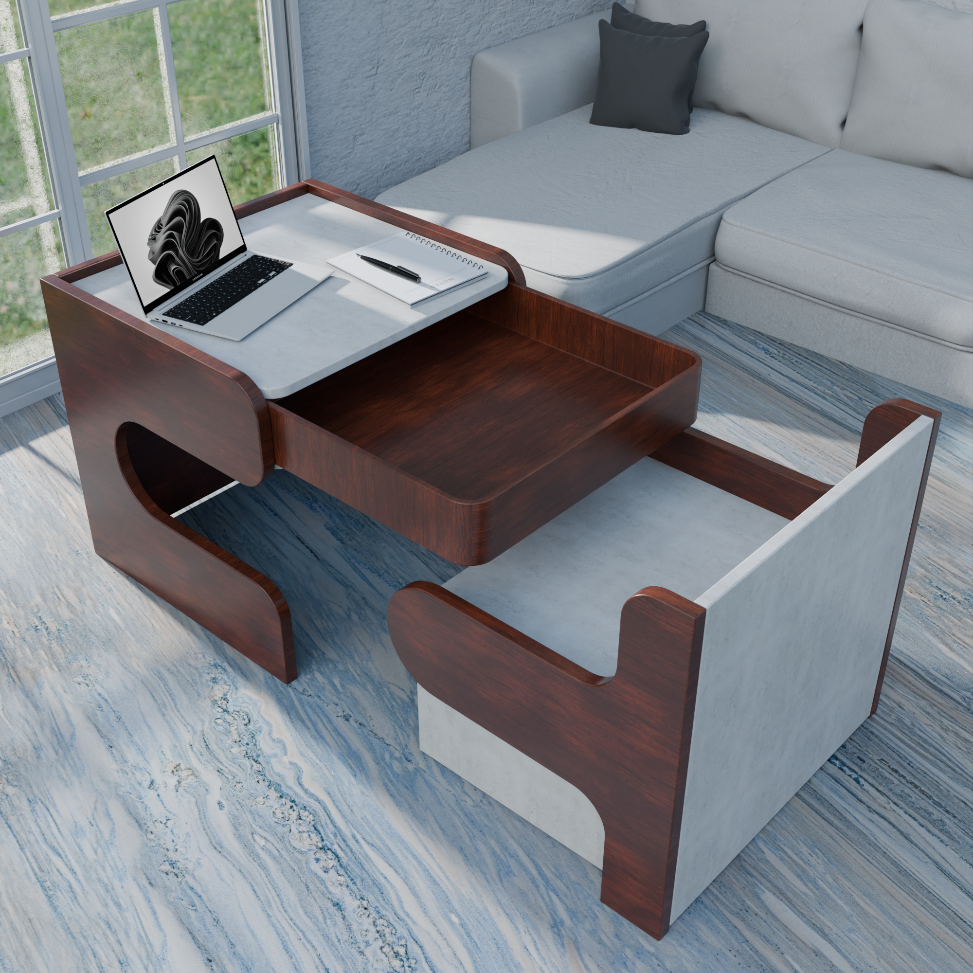Dual-Drawer Nested Study Station | All-in-One Compact Workstation