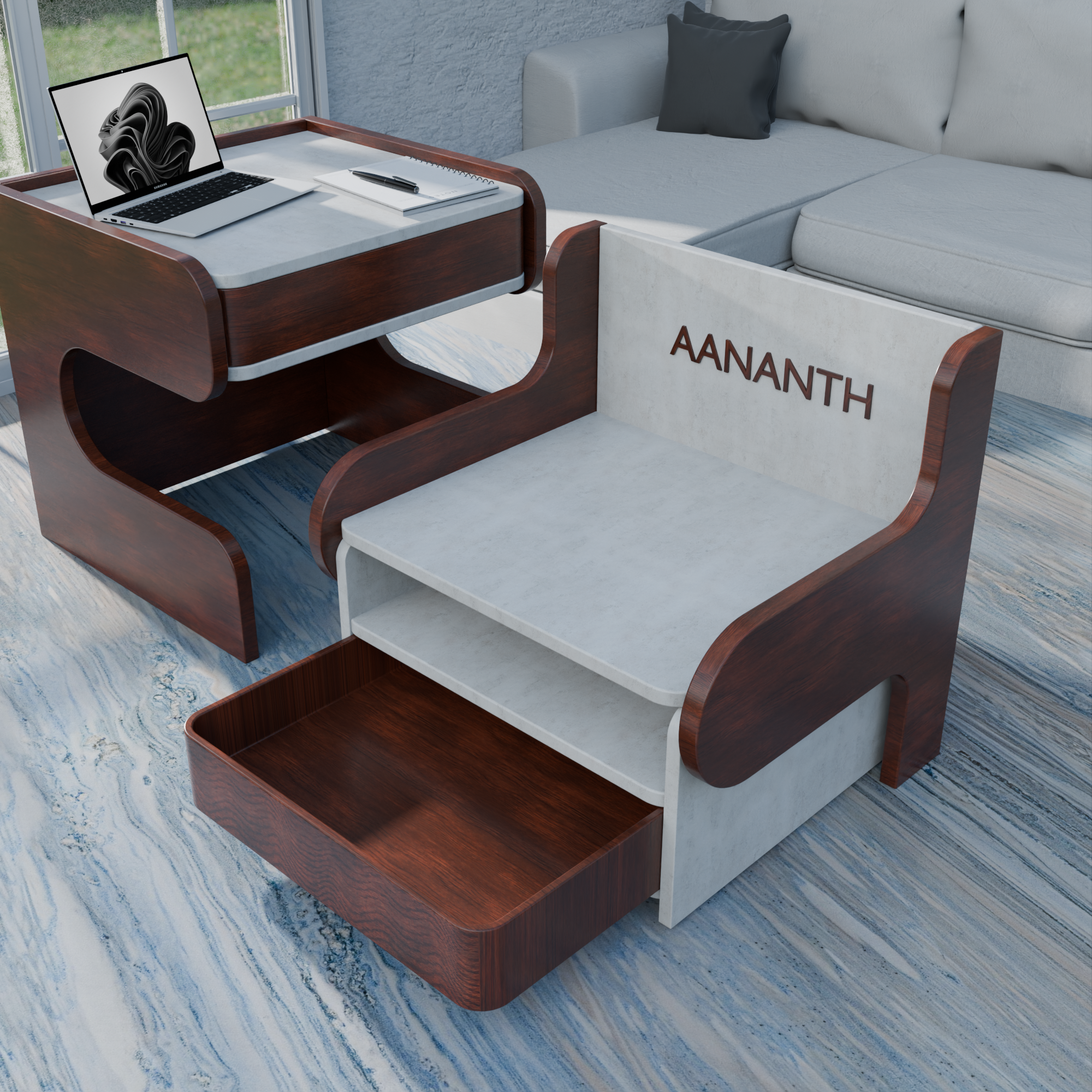 Dual-Drawer Nested Study Station | All-in-One Compact Workstation
