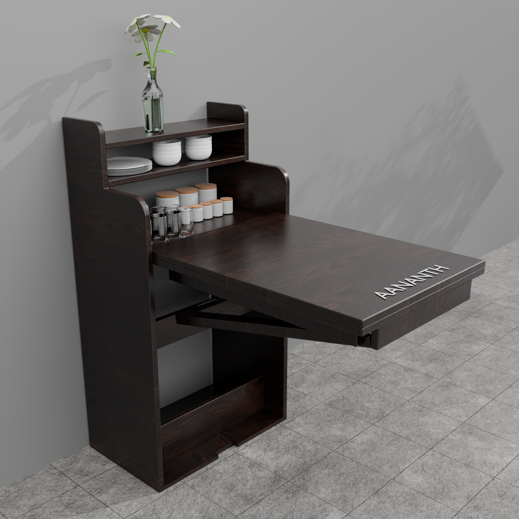 Dual-Wing Folding Dining Table | Space-Saving Drop-Leaf Kitchen Table