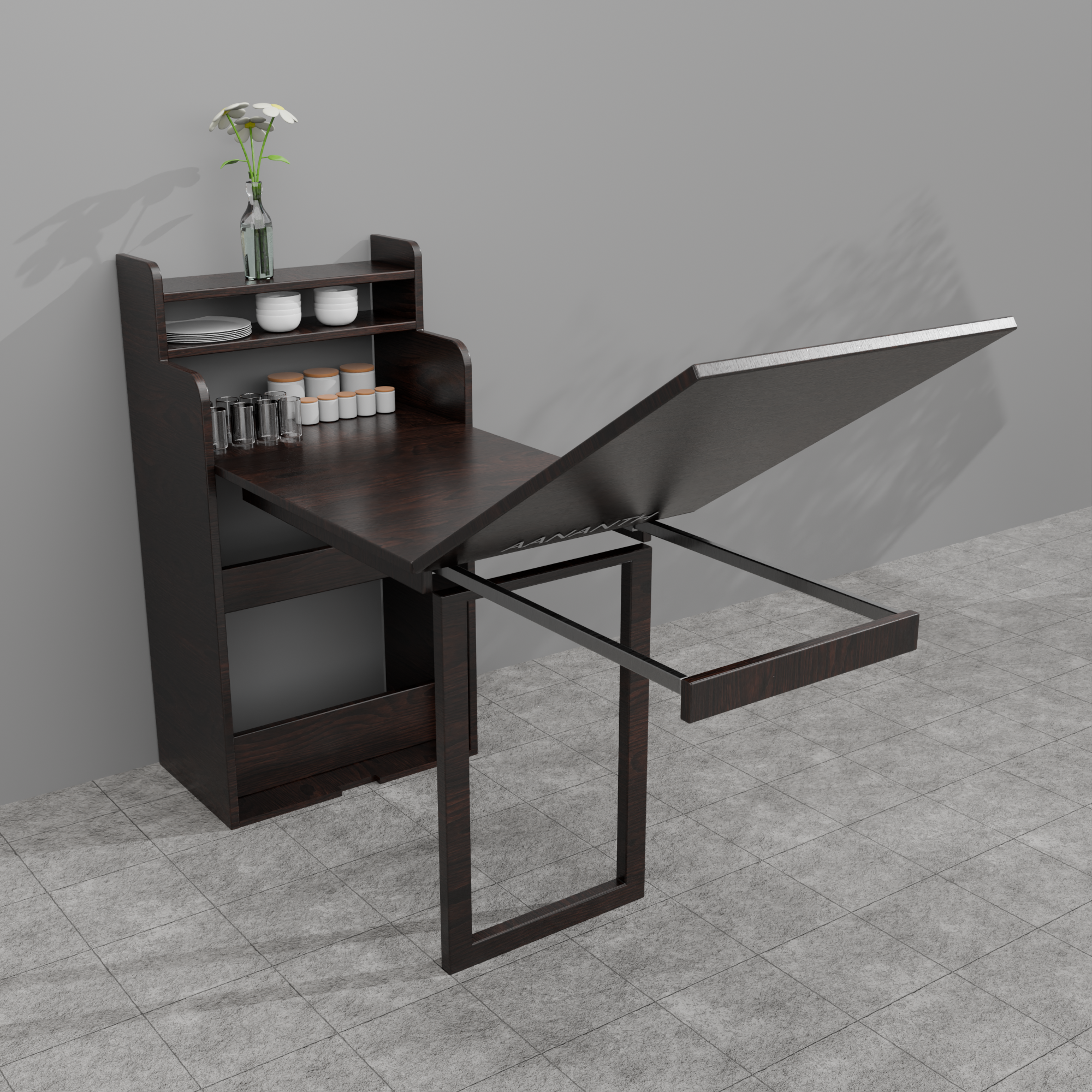Dual-Wing Folding Dining Table | Space-Saving Drop-Leaf Kitchen Table